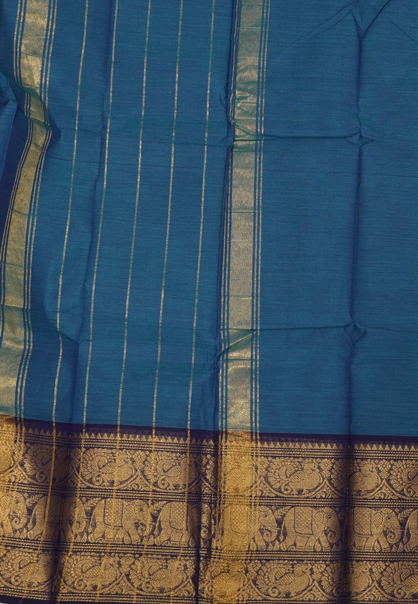 Kanchi Cotton Saree-Blue with Big Border