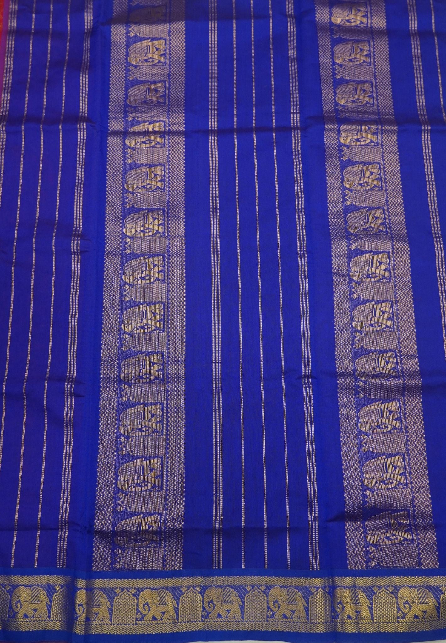 Pure Silk Cotton Saree-Red in Zari Emboss With Contrast Border