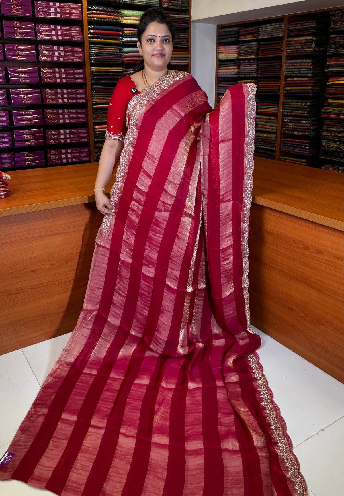 Designer Saree-Rani Pink