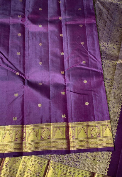 Pure Silk Saree-Wine with Paisley and Temple Border