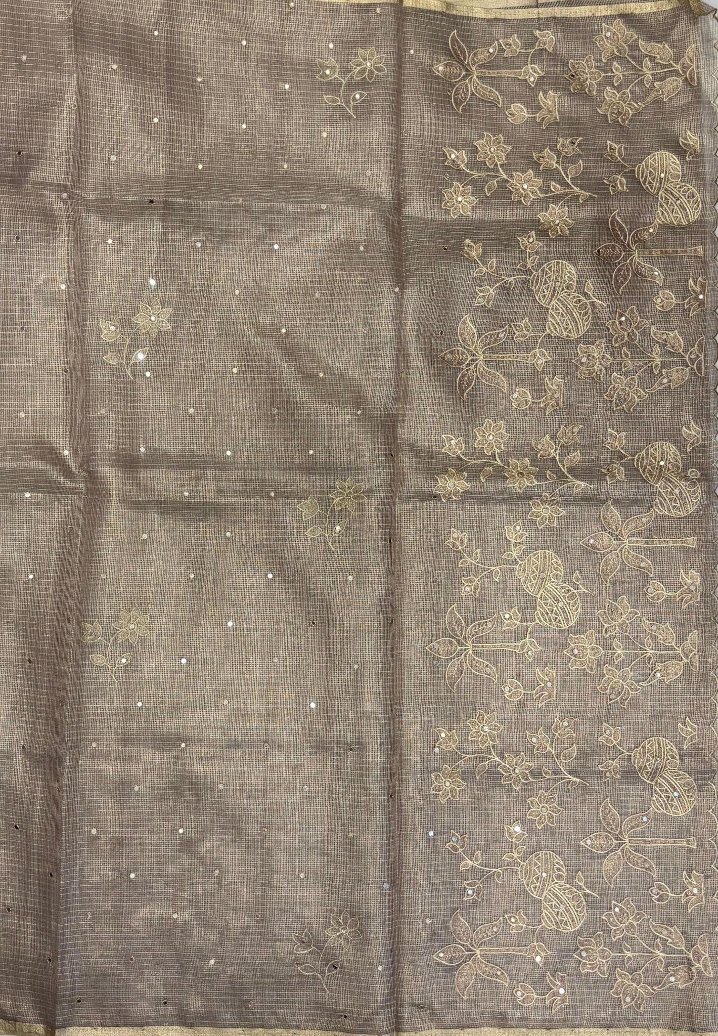 Kota Saree-Purple In Floral Applique Border