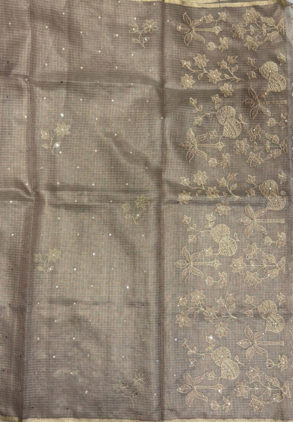Kota Saree-Purple In Floral Applique Border