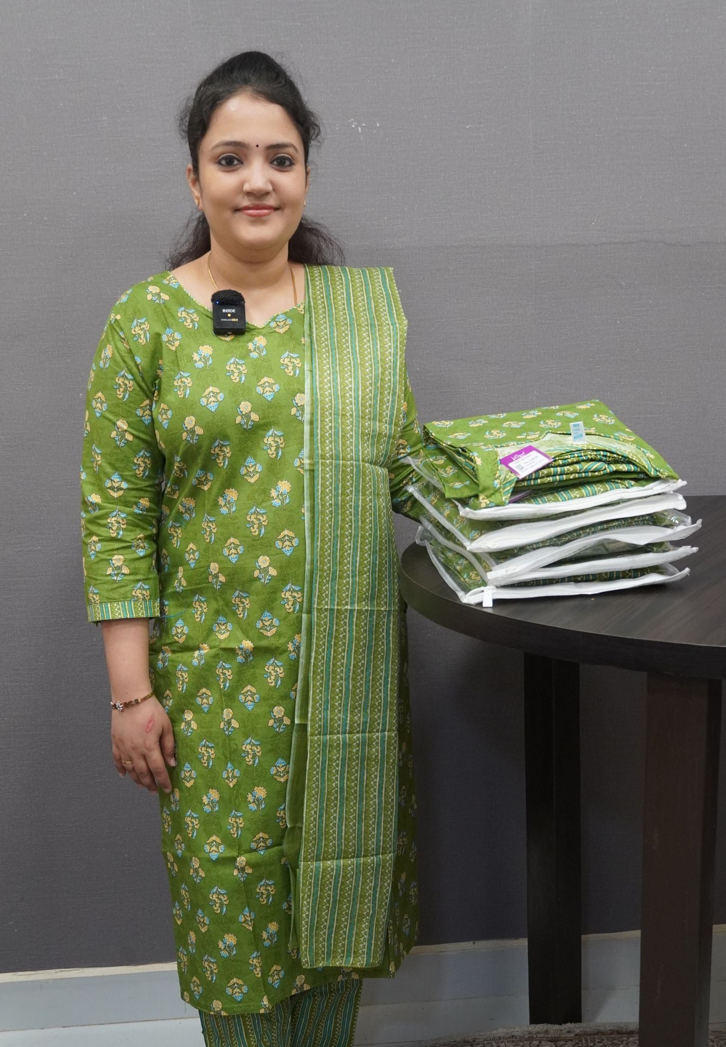 3 pcs salwar set-Green