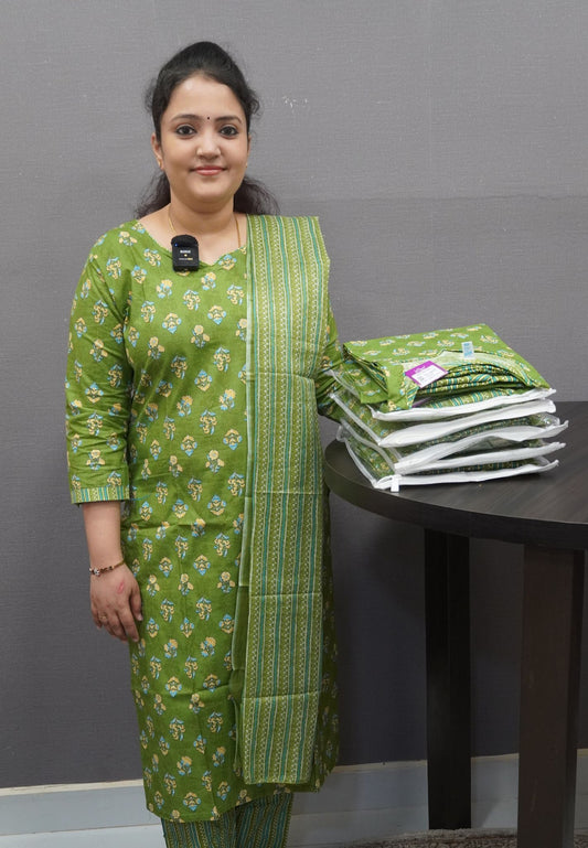 3 pcs salwar set-Green