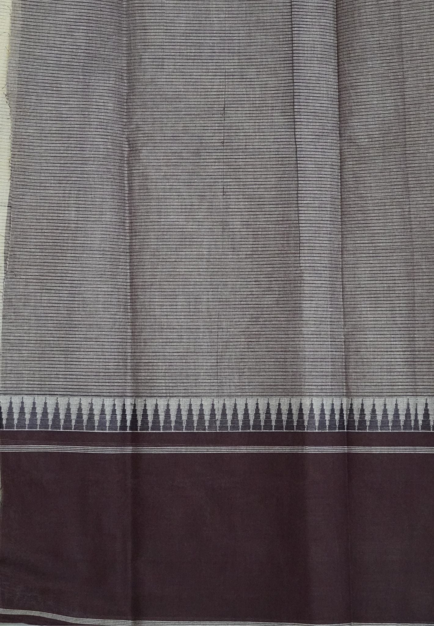 Pure Cotton Saree-Cream with Purple in Grama Chithram Pattern