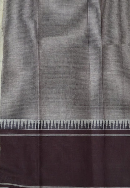 Pure Cotton Saree-Cream with Purple in Grama Chithram Pattern