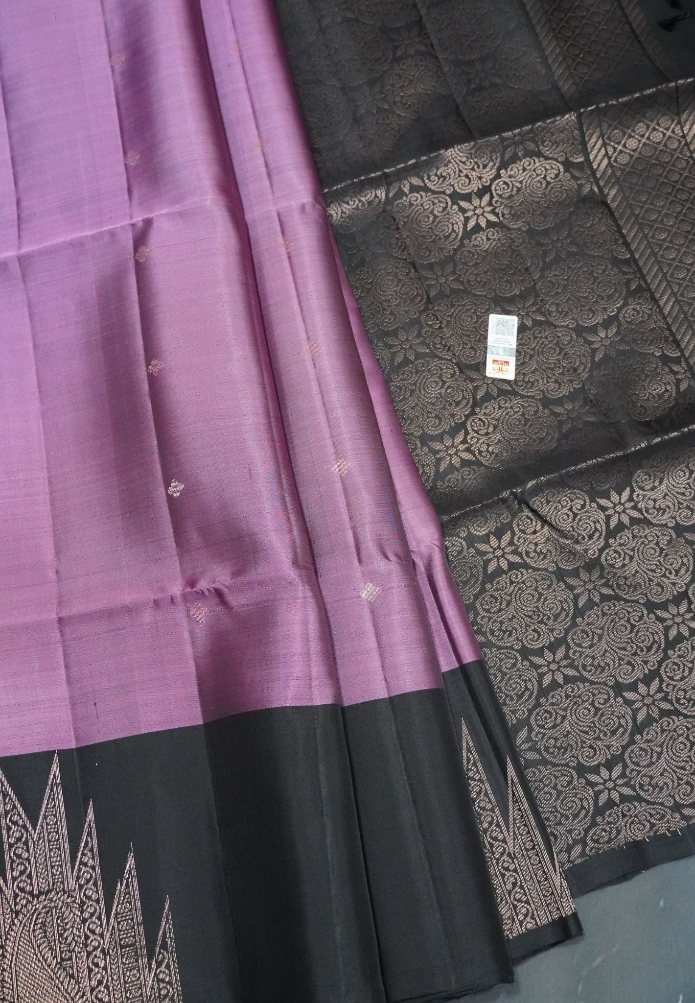 Pure Soft Silk Saree - Onion Pink - Black