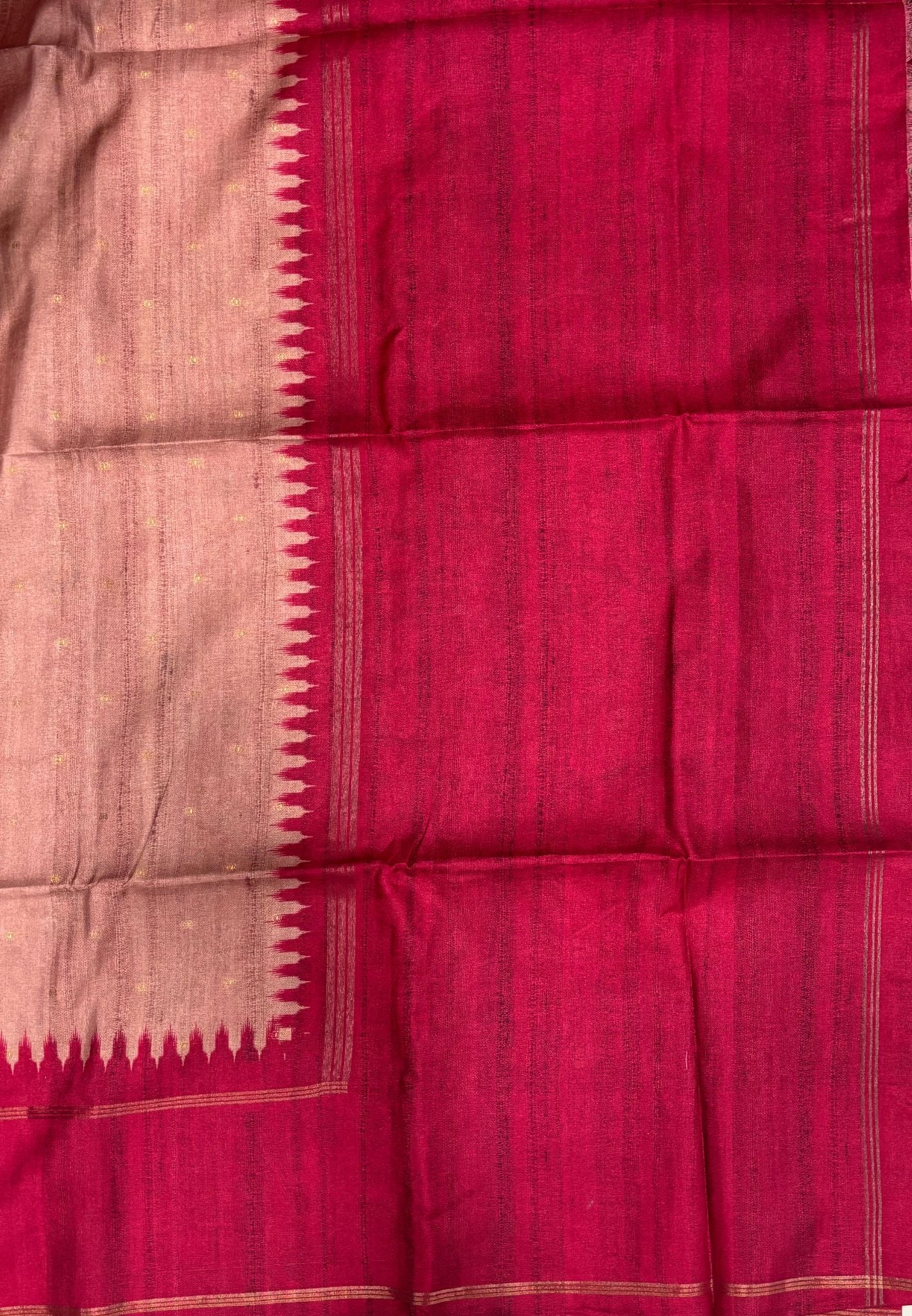 Semi Tussar Saree-Light Choco Brown with Plain Zari Border