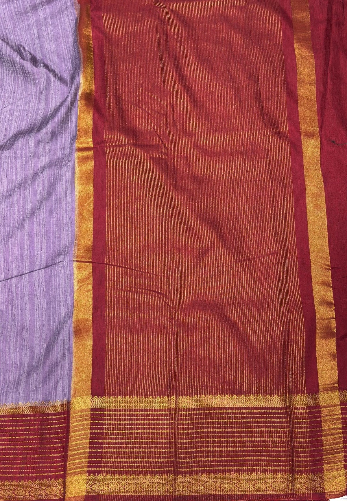 Raw Silk Saree-Lavender With Contrast Border