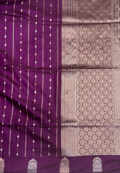 Gaji Silk Saree-Wine with Jumka Zari Butta