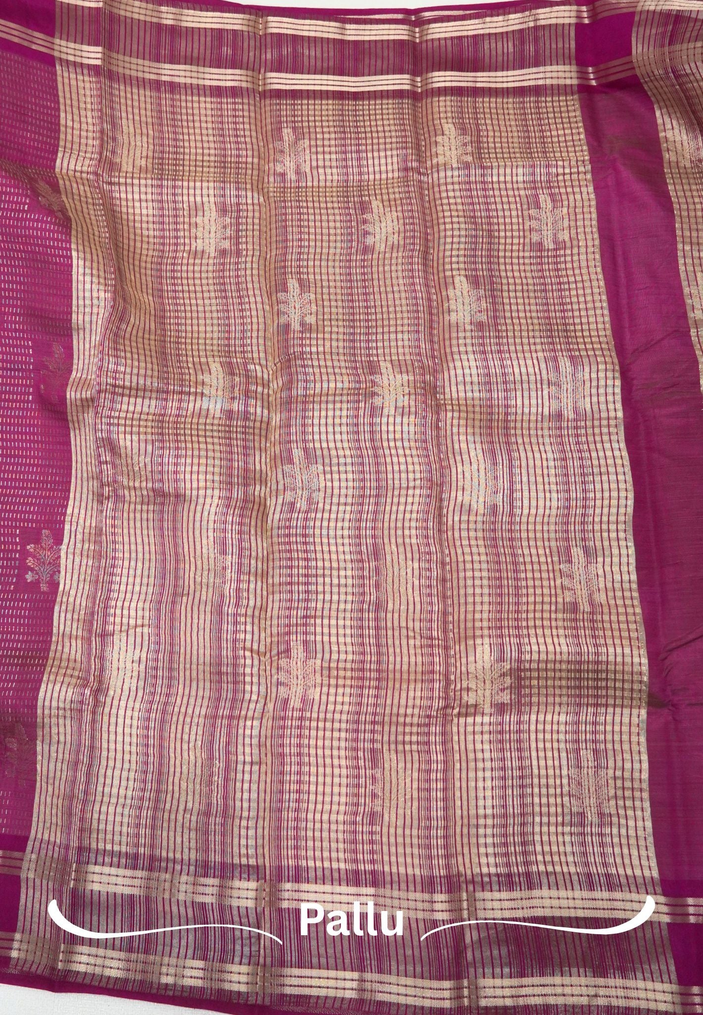Semi Tussar Saree-Wine in RainDrop Zari with Retapet Border