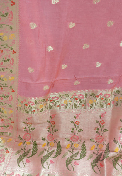 Paithani  Border Saree - Magenta Flower