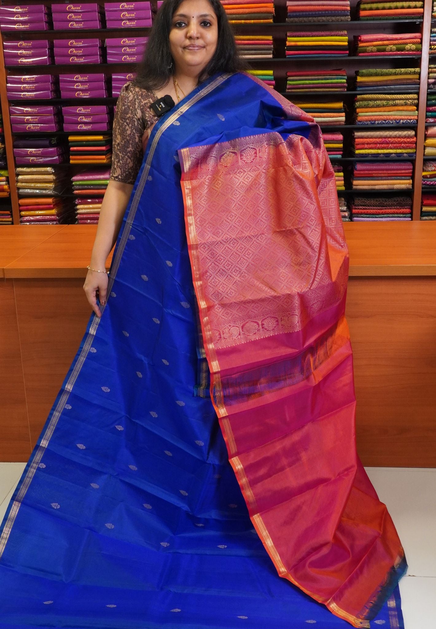 Pure Kanchipuram Saree - Ink Blue