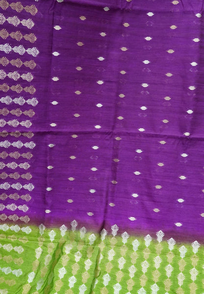 Semi  Tussar Saree - Purple