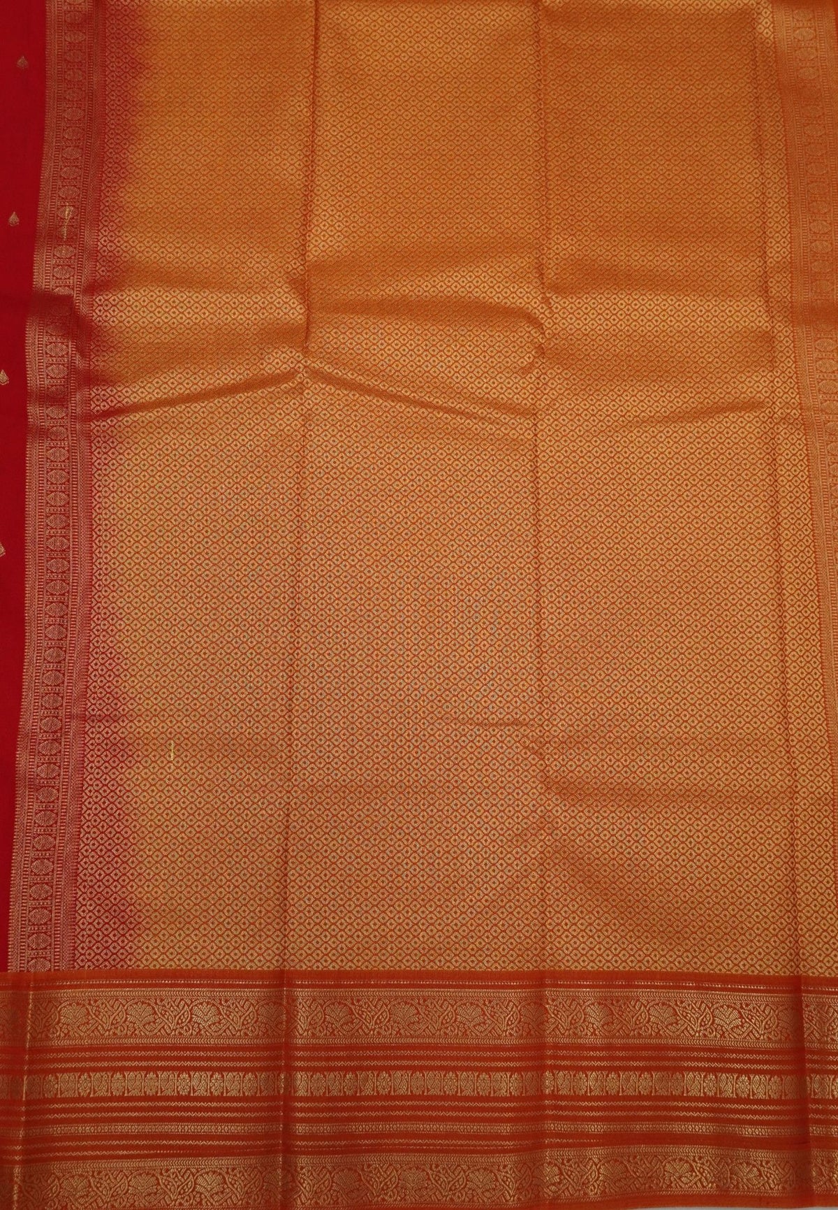 Budget Kanchipuram Saree-Red with Contrast Varisapet Border