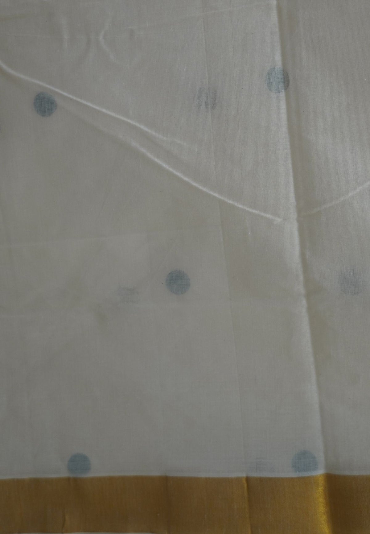 Cotton Saree-Off White with Black Dots