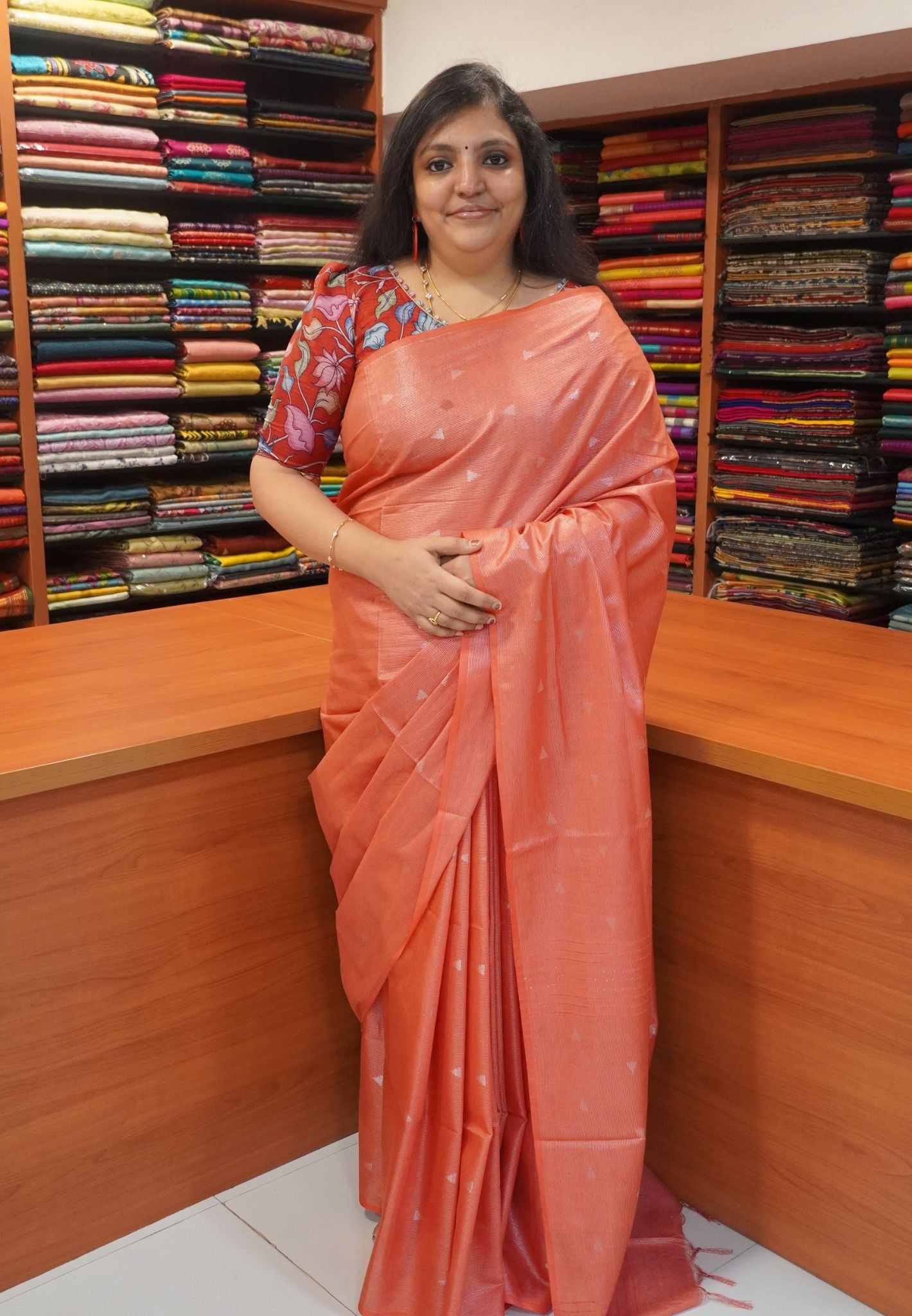 Bhagalpur Tissue Saree-Red