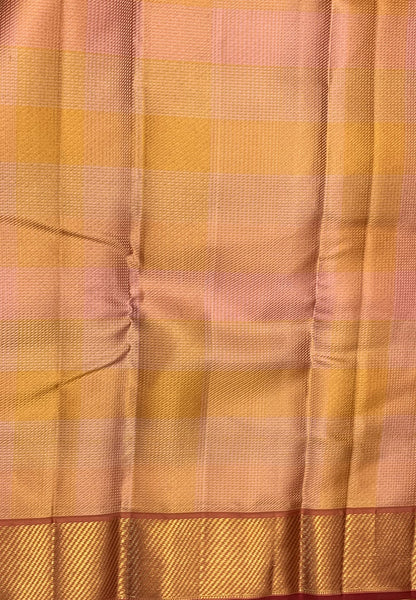 Pure Kanchipuram Silk Saree-Peachish Orange