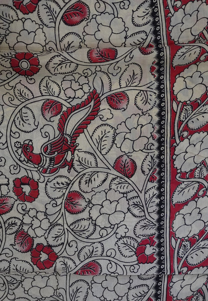 Kalamkari Cotton Saree - Ink Blue
