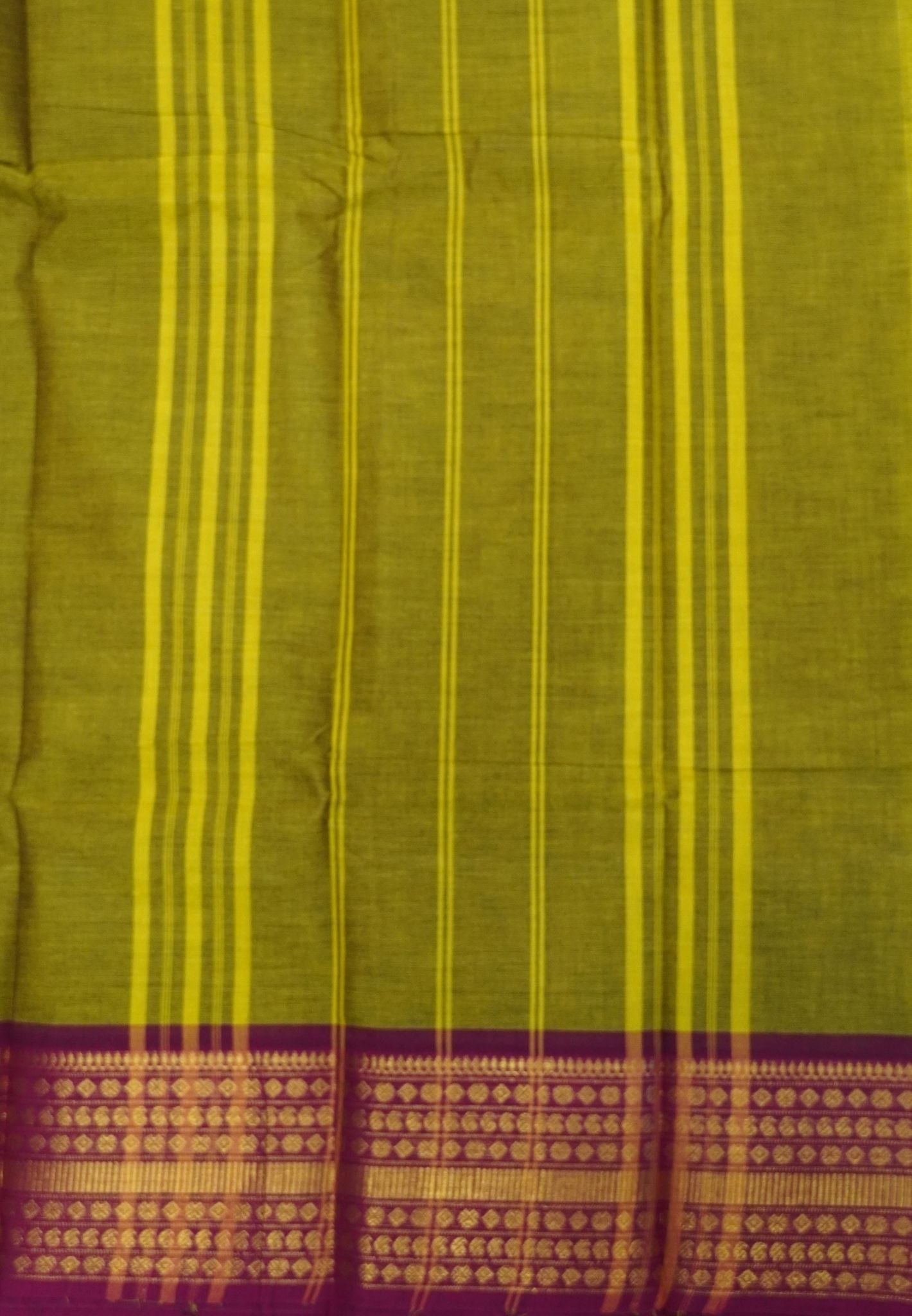 Kanchi Cotton Saree-Mehandi Green With Varisapet Border