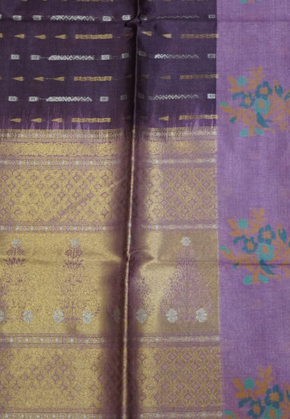 Semi Tussar Saree - Wine