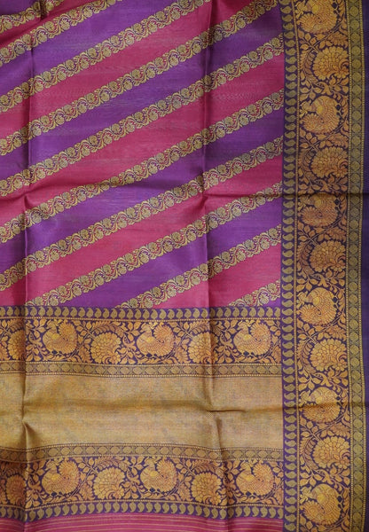Tussar Saree-Red with Kalamkari Border