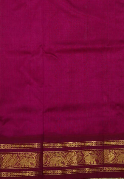 Pure Silk Cotton Saree-Elachi Green in Checks with Annapakshi Zari Border