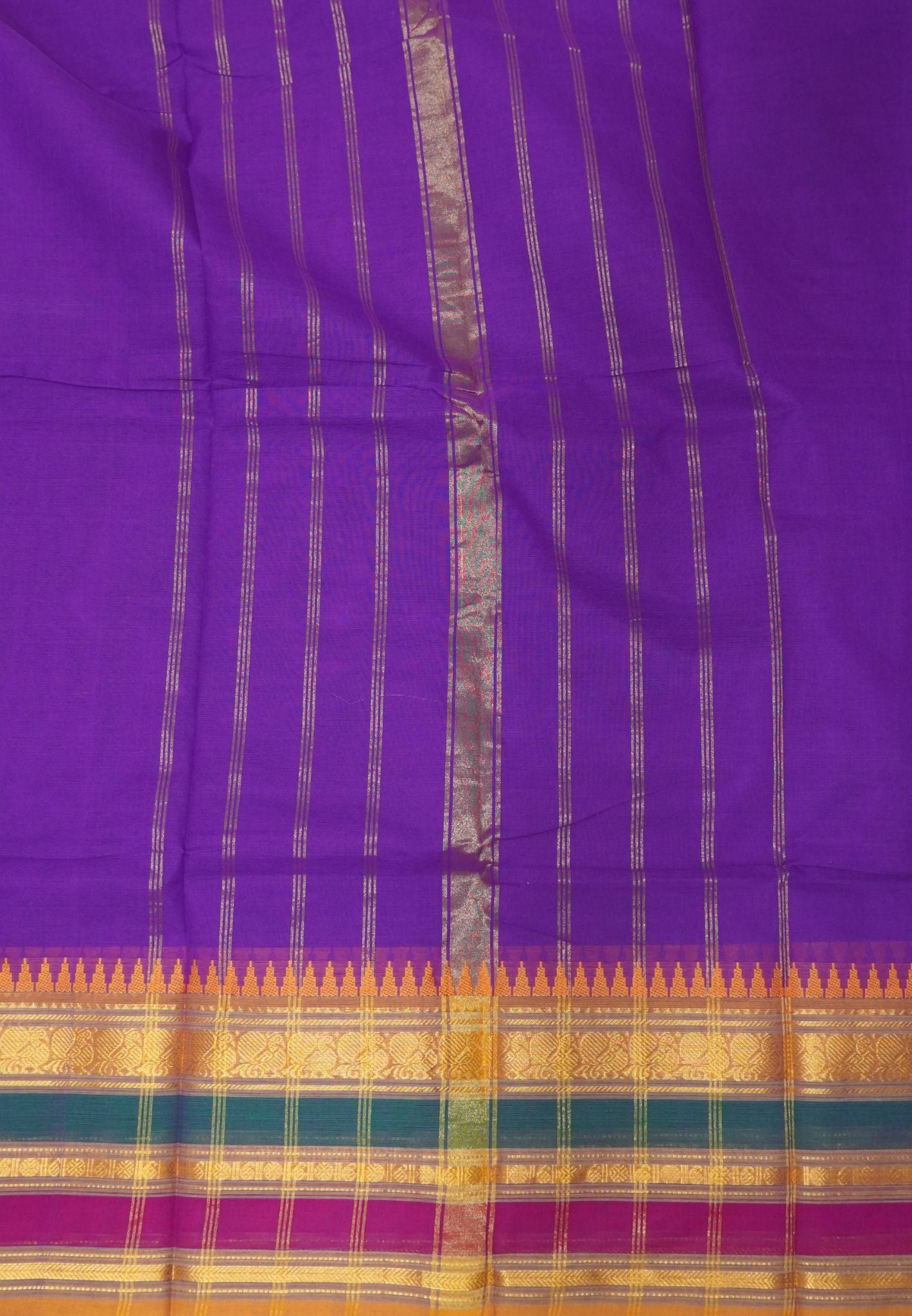 Chettinadu Cotton Saree-Bright Violet with Varisapet Border