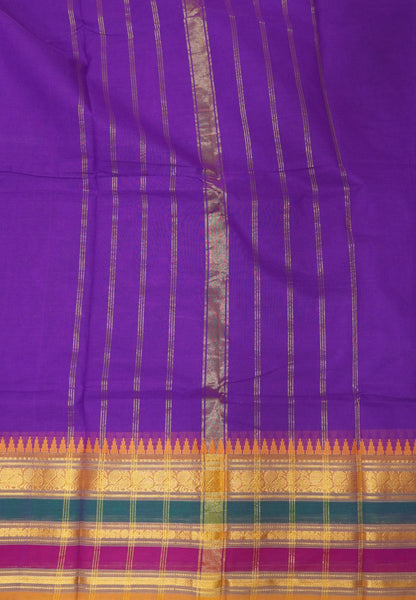 Chettinadu Cotton Saree-Bright Violet with Varisapet Border
