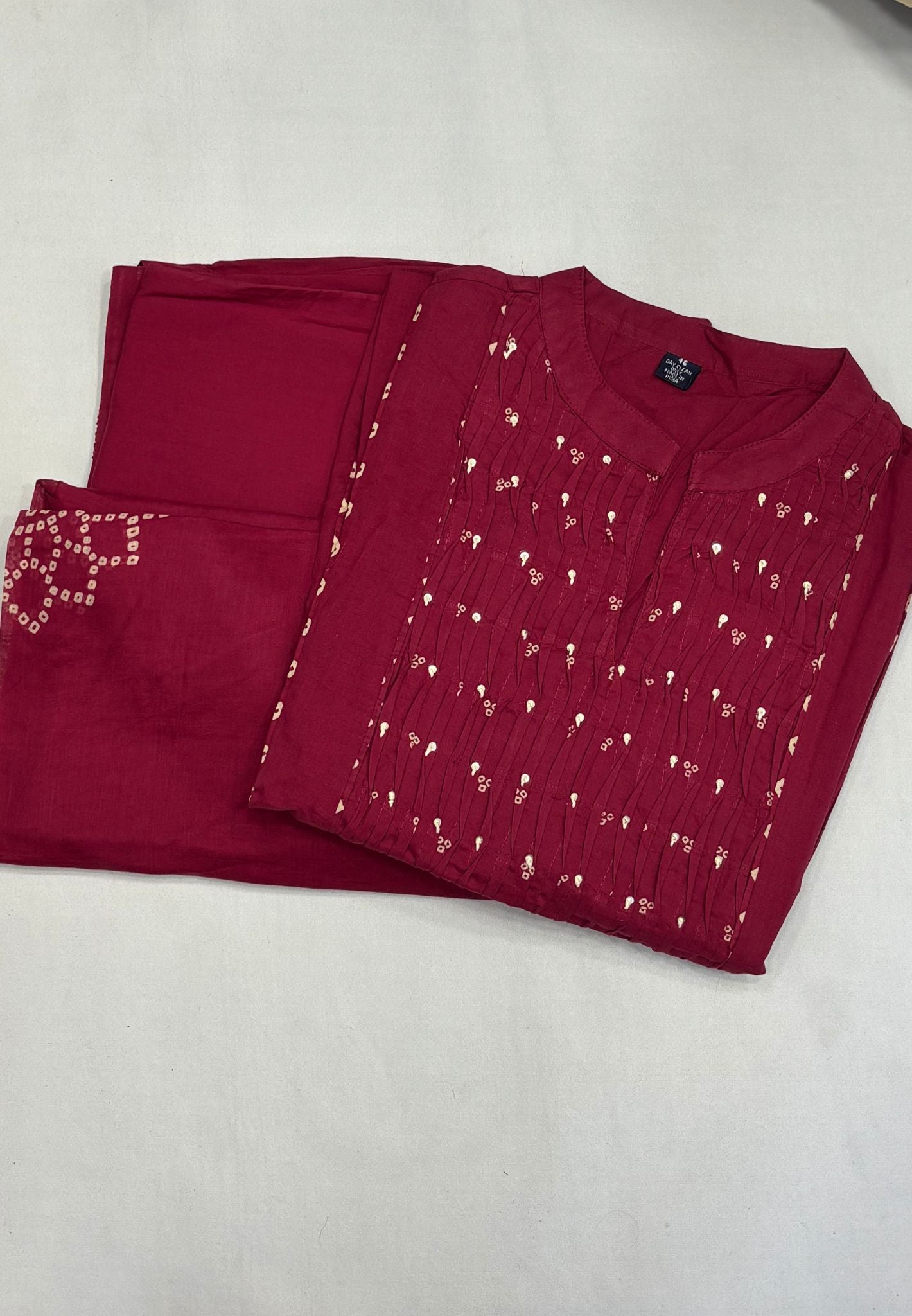 3Pcs Salwar Suit-Small Bandhini Print with Sequence Work