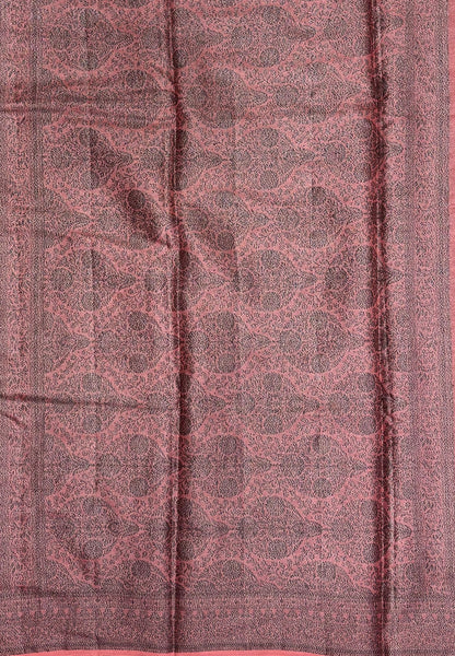 Tussar Saree-Peach In Glitter Floral Border