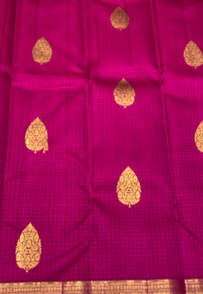 Pure Silk Saree-Rani Pink with Rich Zari Border