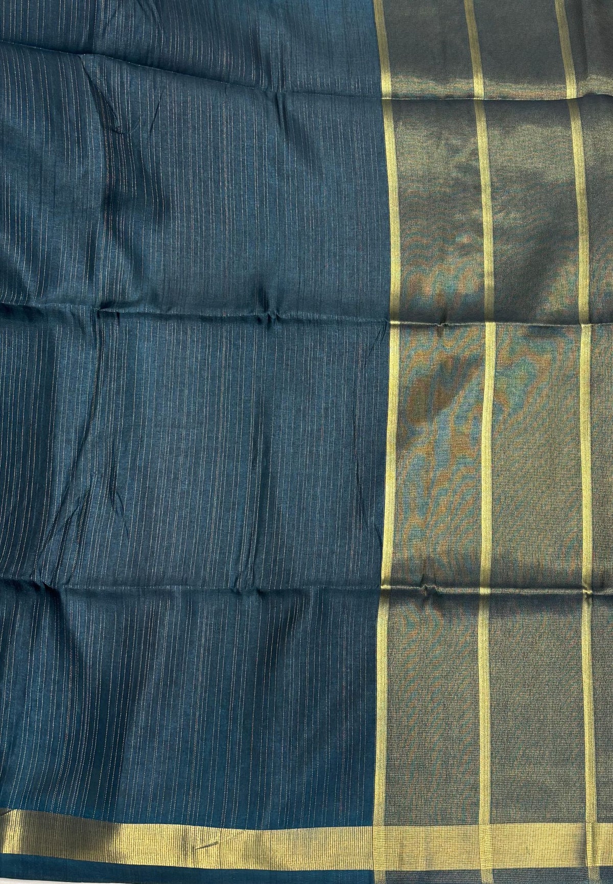Matka Tussar Saree-Elegant Handwoven Saree with Peacock Green in  Fine Zari Stripes