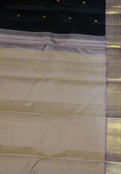 Pure Silk Saree - Black-Baby pink
