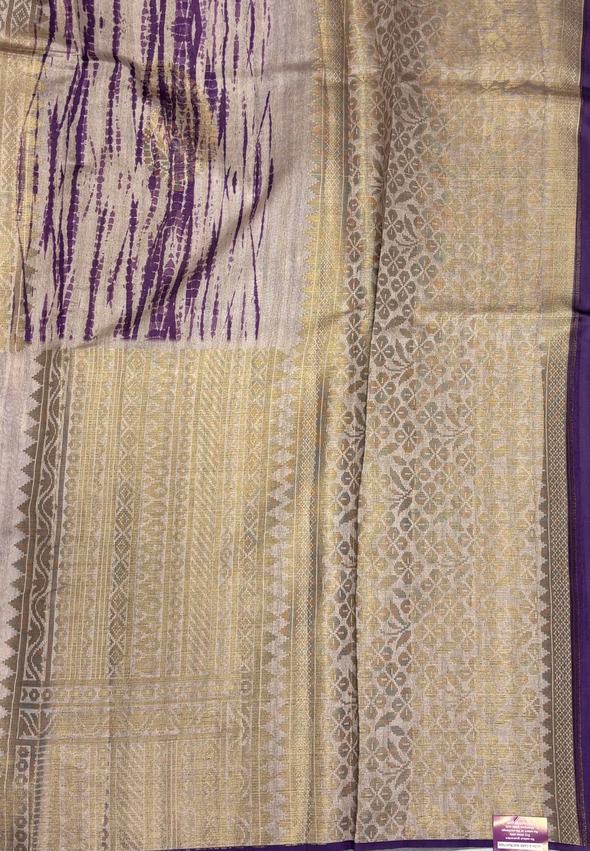 Tussar Saree-Purple in Traditional Leheriya Pattern Border