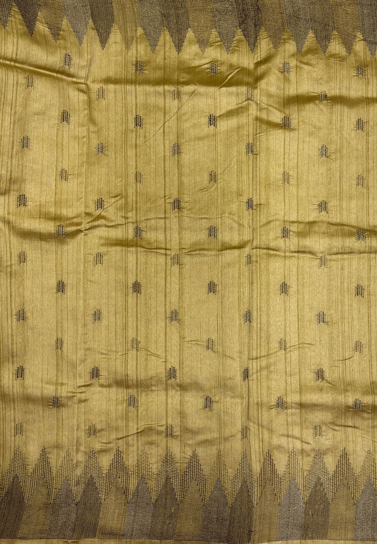 Tussar Saree-Cream In Twin Tower Border