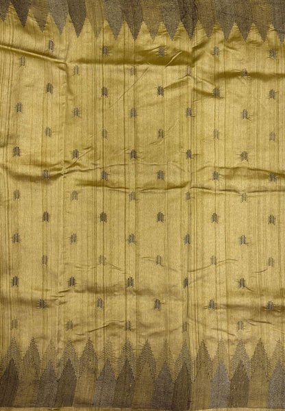 Tussar Saree-Cream In Twin Tower Border