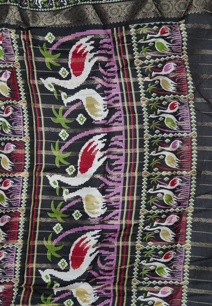 Dola Silk Saree-Rainbow with Crane Border