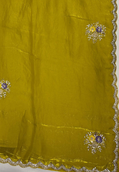 Designer Saree-Mehandi Green