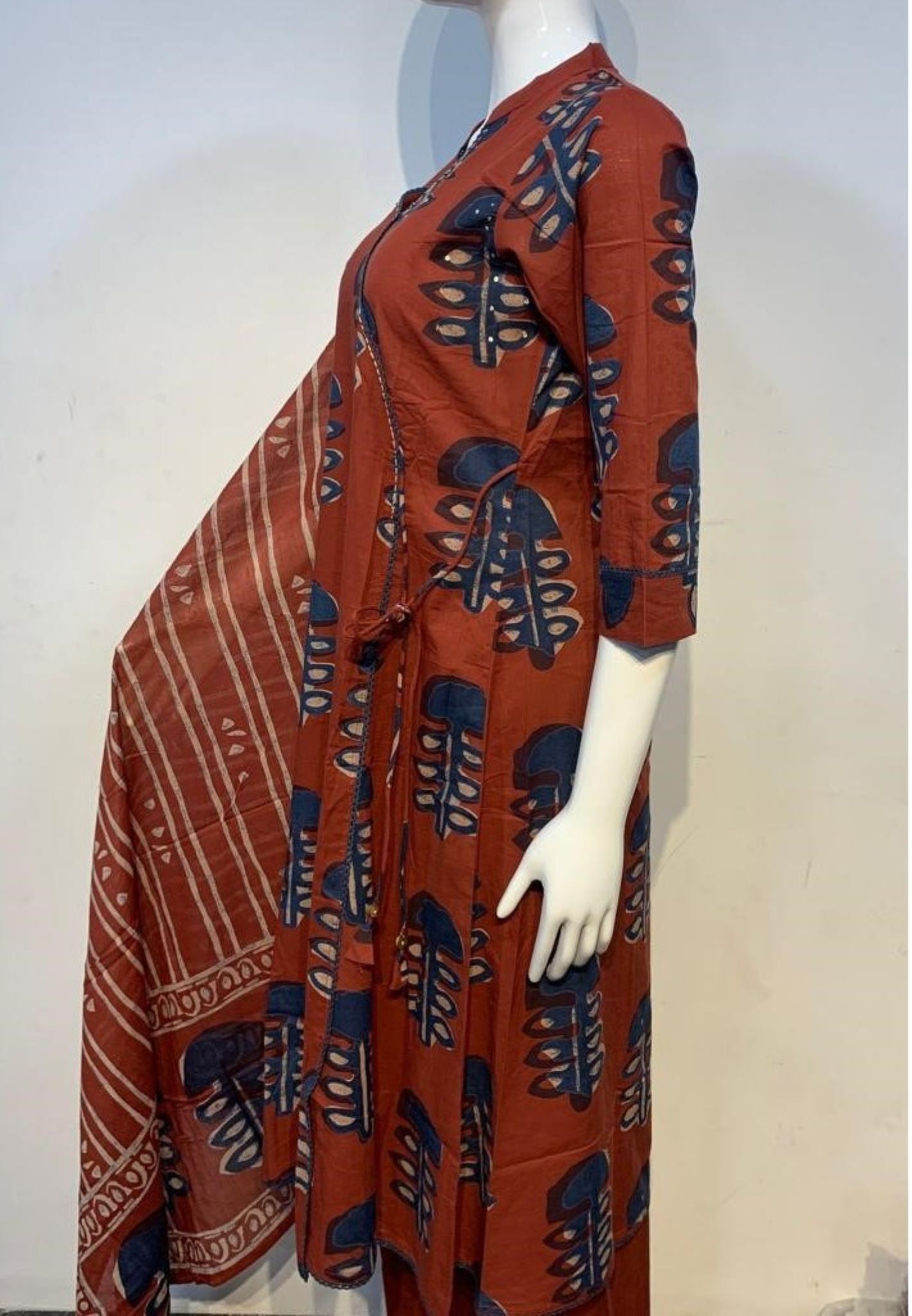 3 Pcs Printed Cotton Kurta Set