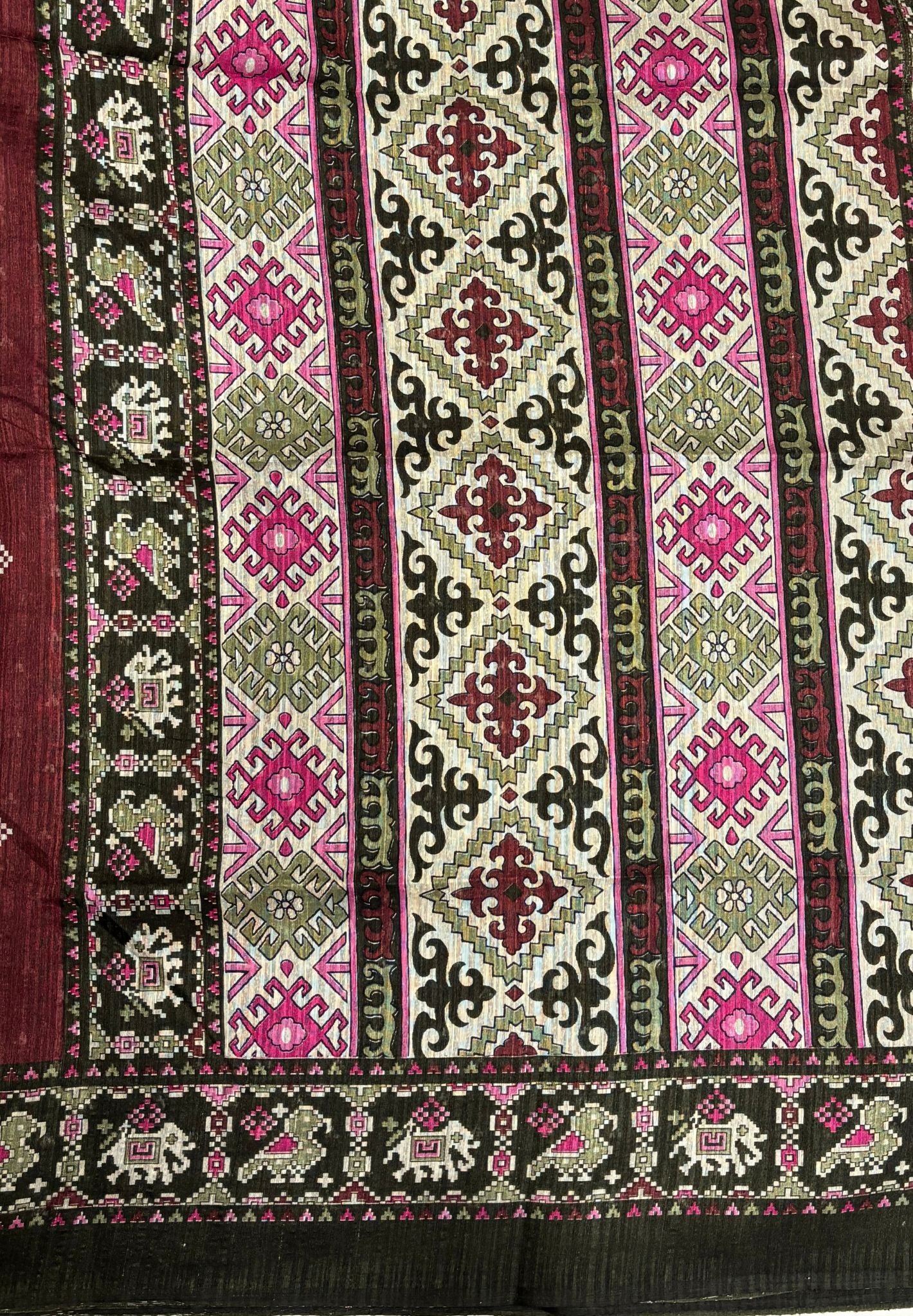 Jute Tussar Saree-Arakku In Patola Print Border