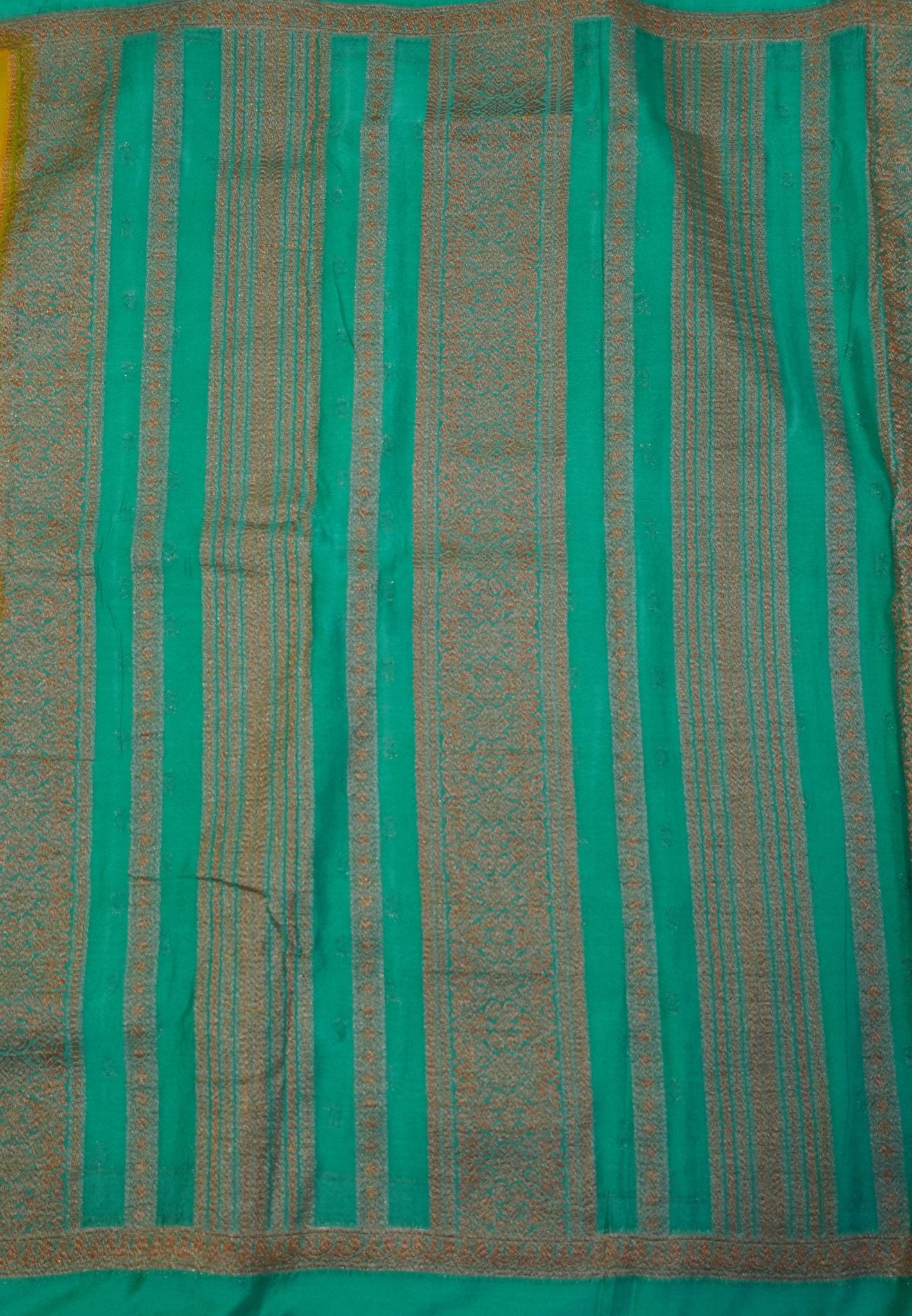 Banarasi Georgette Saree-Mustard Yellow with Emerald Green