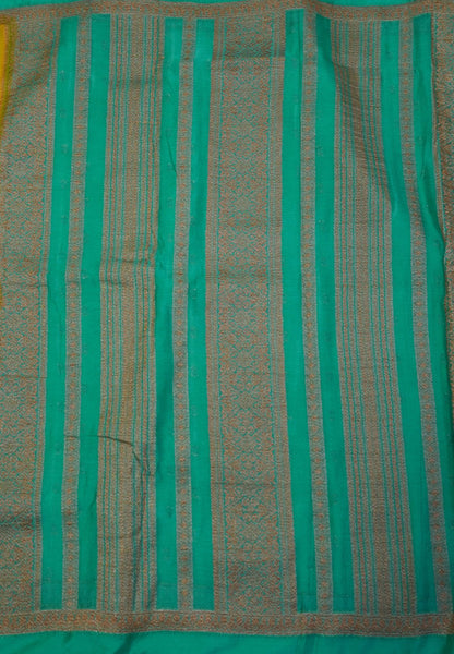 Banarasi Georgette Saree-Mustard Yellow with Emerald Green