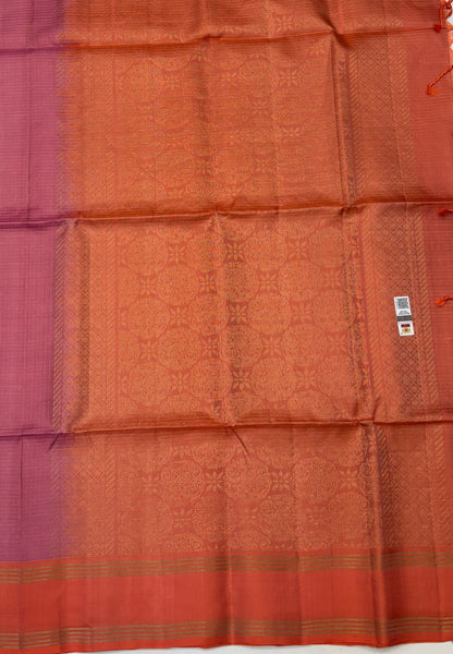 Pure Kanchipuram Silk Saree-Onion Pink in Body Zari Checks with Contrast Retapet Border
