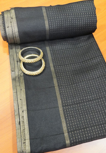 Matka Tussar Saree - Mini Zari Black