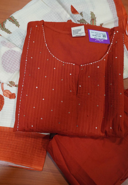 3pcs Salwar suit with yoke sequence work