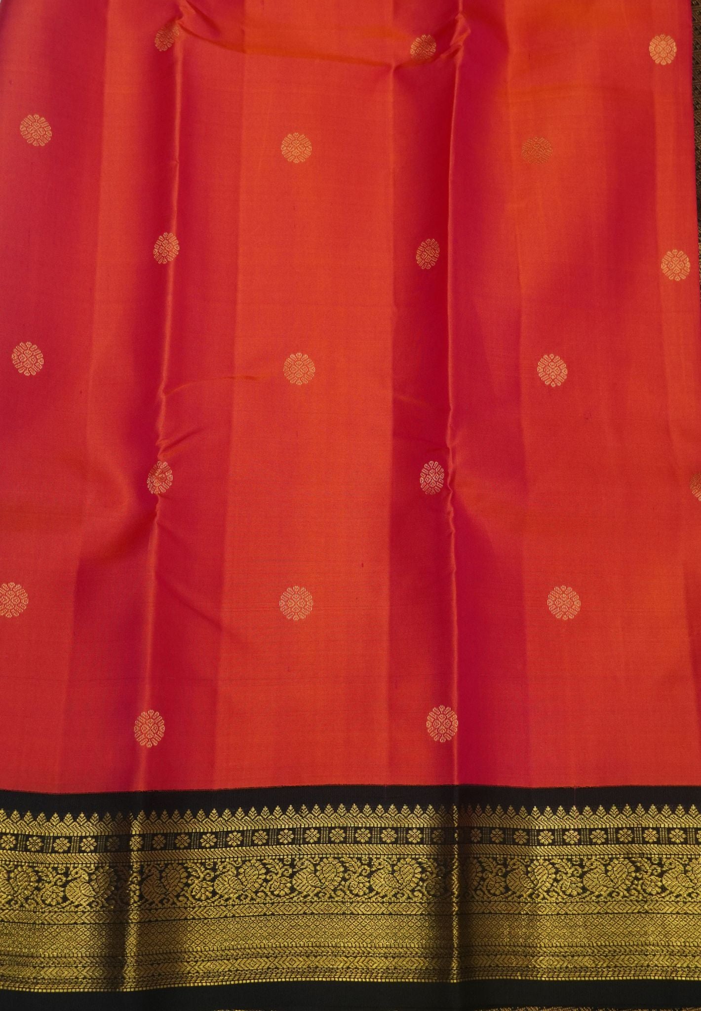 Pure Kanchipuram Silk Saree- Peach Pink with Contrast Korvai Border