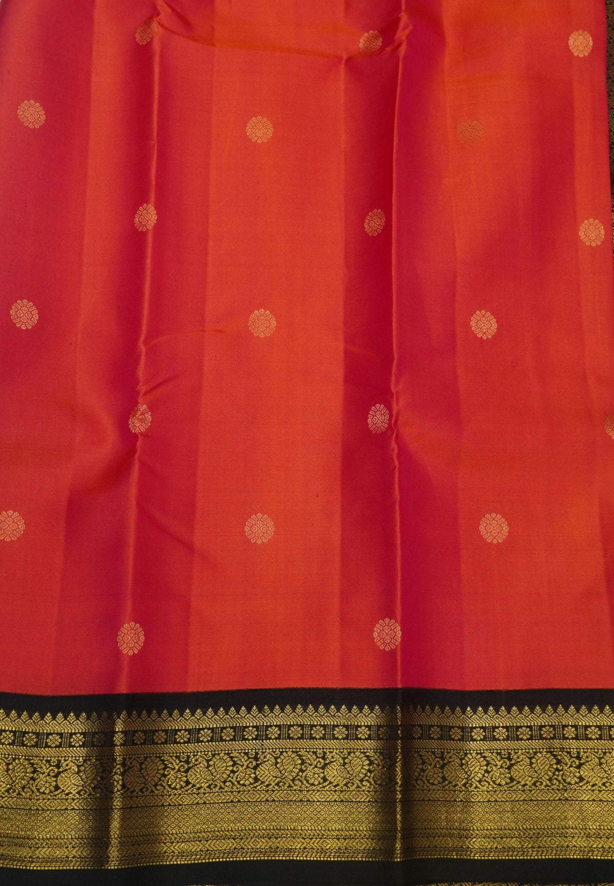 Pure Kanchipuram Silk Saree- Peach Pink with Contrast Korvai Border
