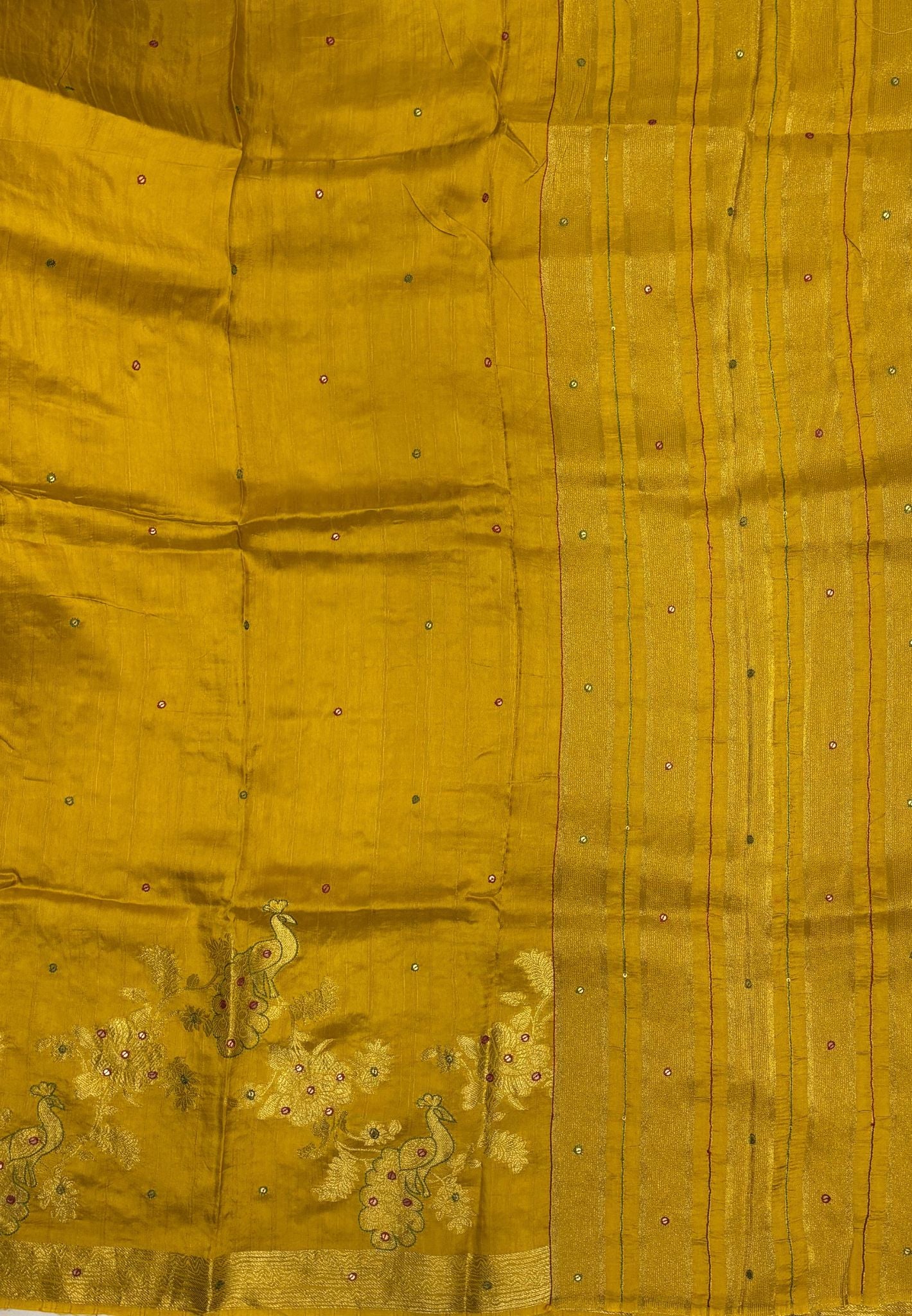 Viscose Saree-Mehandi Green In Peacock Motif Border