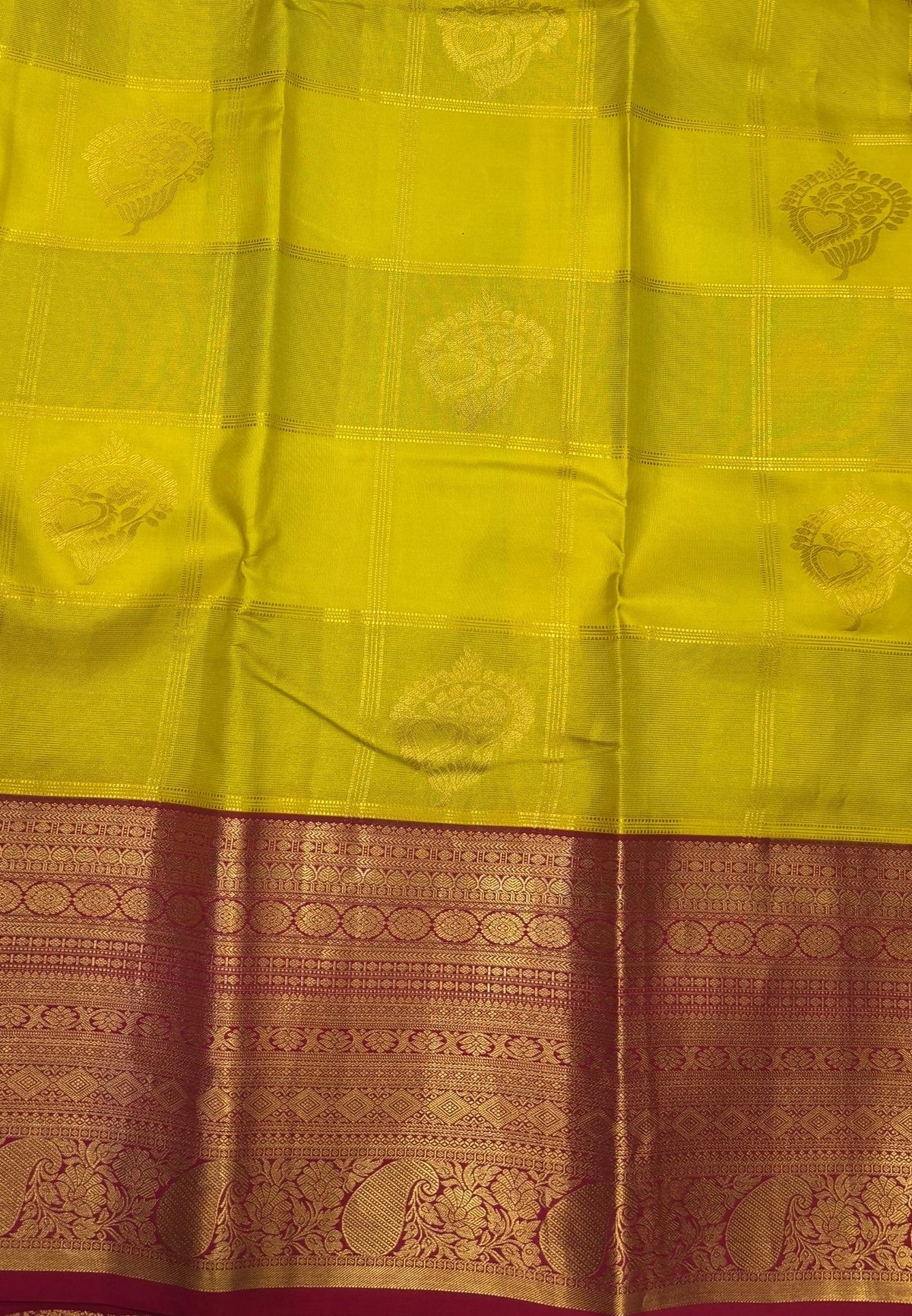Pure Kanchipuram Silk Saree -Yellow Red